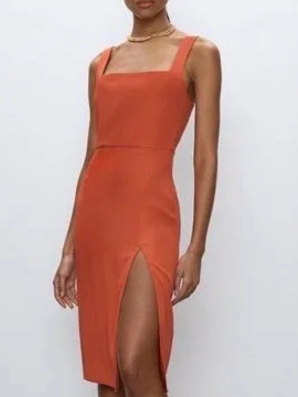 Aritzia BABATON | Sinopia Orange '90s Slit Midi Dress size 8 Sexy Sleek Event